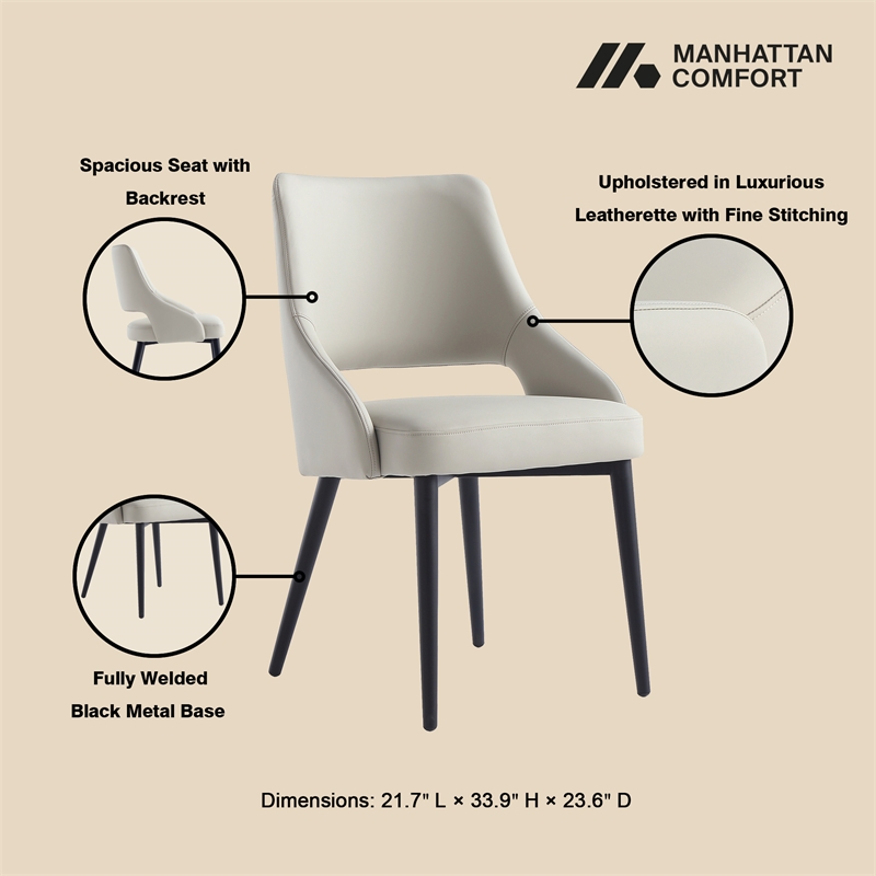 8-Piece Tremont Stone Leatherette Dining Chair with Metal Legs