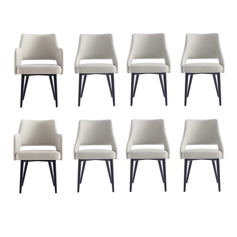 8-Piece Tremont Stone Leatherette Dining Chair with Metal Legs