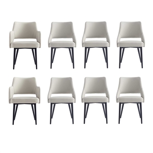 8-Piece Tremont Stone Leatherette Dining Chair with Metal Legs
