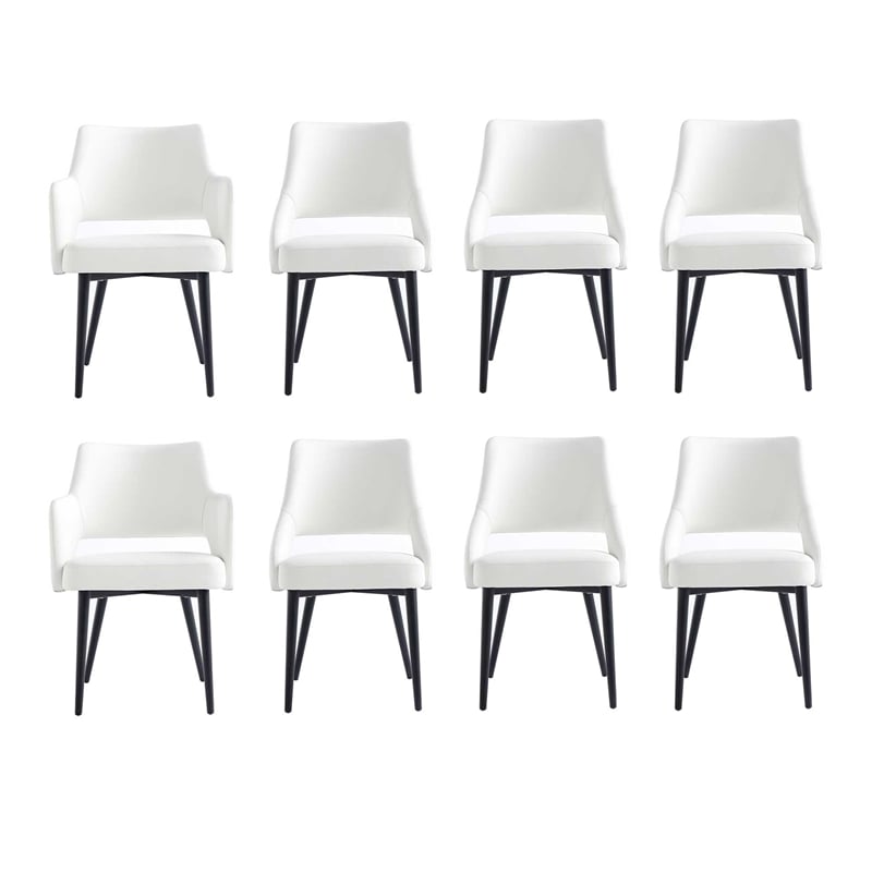 8-Piece Tremont White Leatherette Dining Chair with Metal Legs