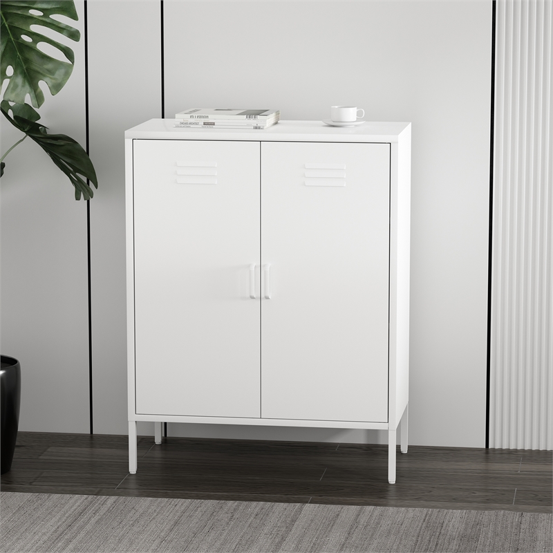 Naomi Modern 31.5 Accent Cabinet with 3 Adjustable Shelves in White