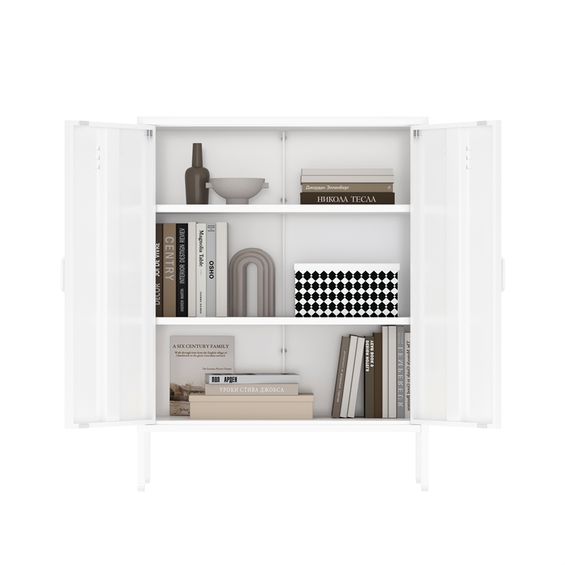 Naomi Modern 31.5 Accent Cabinet with 3 Adjustable Shelves in White