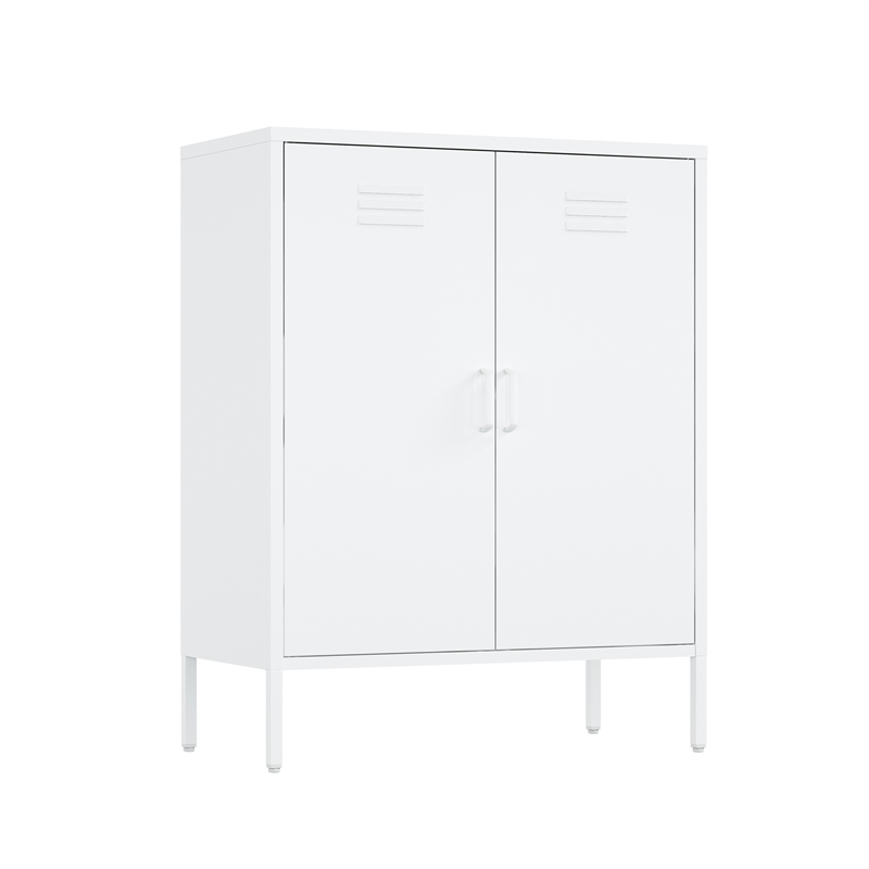 Naomi Modern 31.5 Accent Cabinet with 3 Adjustable Shelves in White