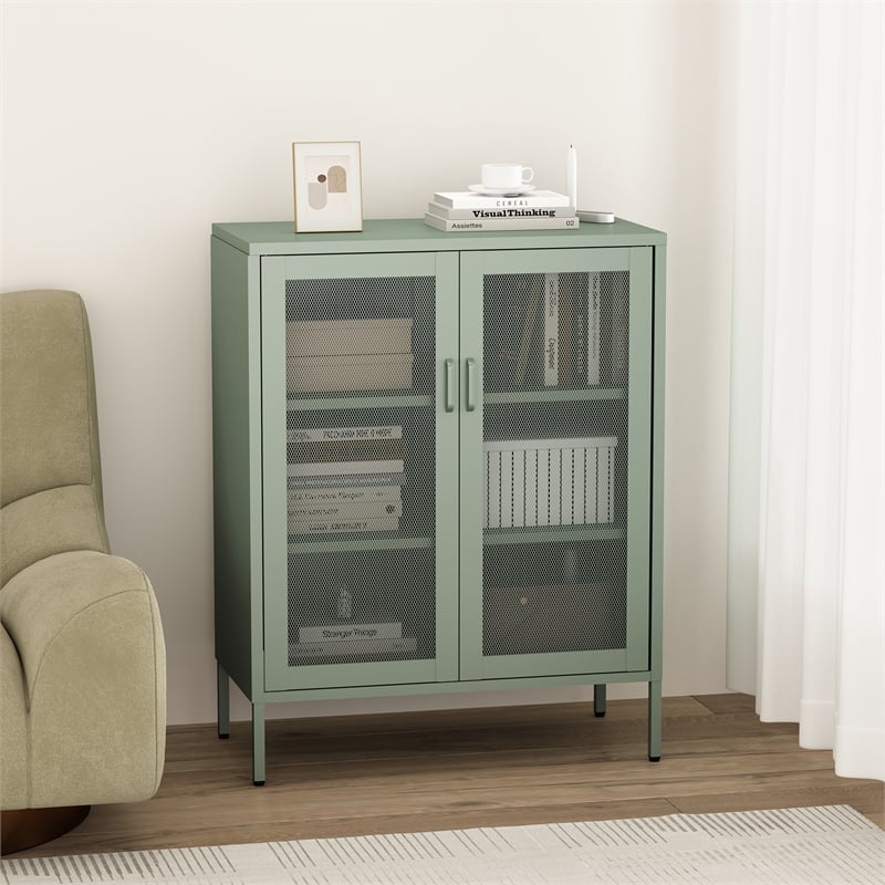 Amelia Modern 31.5 Accent Cabinet with 3 Adjustable Shelves in Green