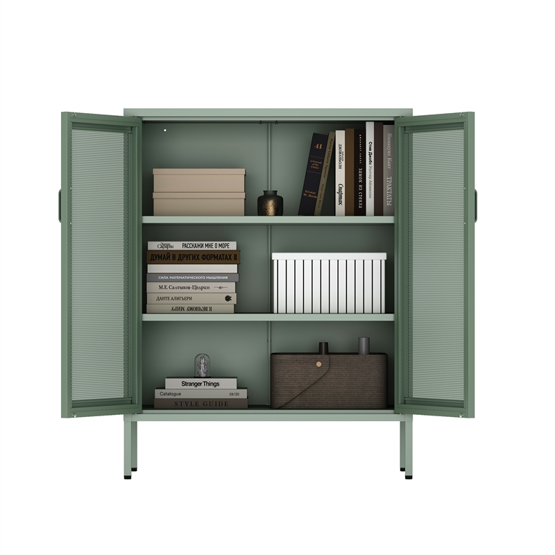 Amelia Modern 31.5 Accent Cabinet with 3 Adjustable Shelves in Green