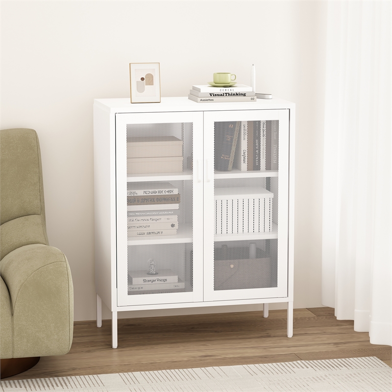 Amelia Modern 31.5 Accent Cabinet with 3 Adjustable Shelves in White