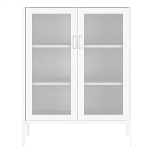 Amelia Modern 31.5 Accent Cabinet with 3 Adjustable Shelves in White