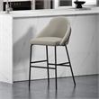Gracie Stone and Black Leatherette Barstool with Steel Legs