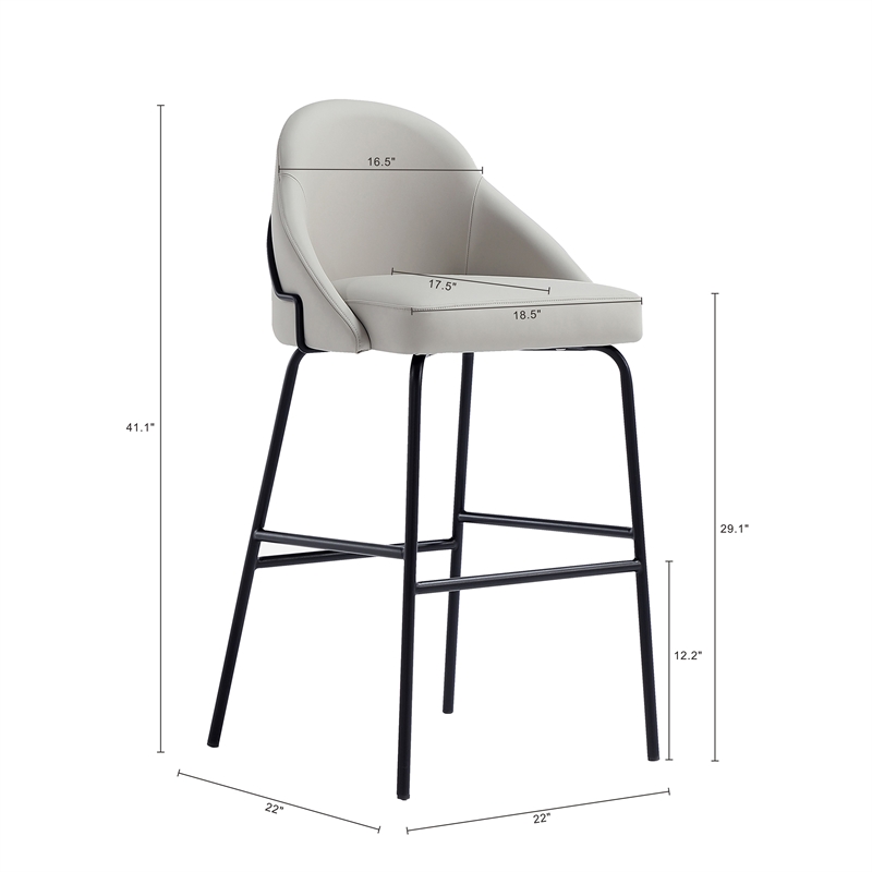Gracie Stone and Black Leatherette Barstool with Steel Legs