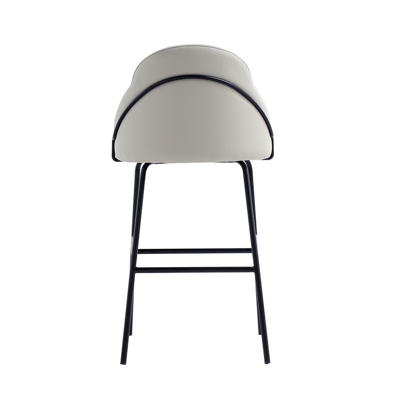 Gracie Stone and Black Leatherette Barstool with Steel Legs