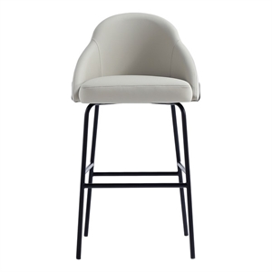 Gracie Stone and Black Leatherette Barstool with Steel Legs