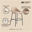 Gracie Tan and Black Leatherette Barstool with Steel Legs