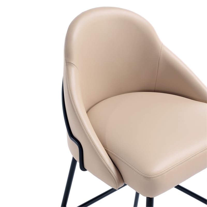 Gracie Tan and Black Leatherette Barstool with Steel Legs