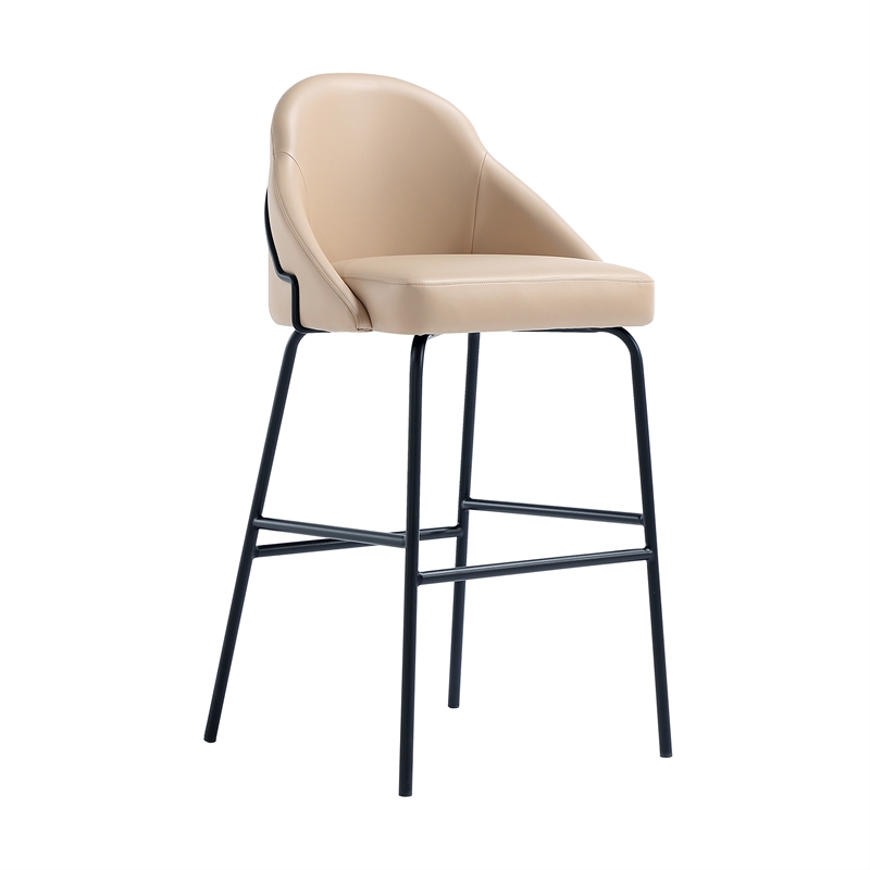 Gracie Tan and Black Leatherette Barstool with Steel Legs