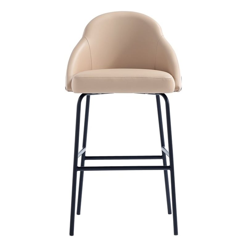 Gracie Tan and Black Leatherette Barstool with Steel Legs
