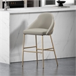Gracie Stone and Gold Leatherette Barstool with Steel Legs
