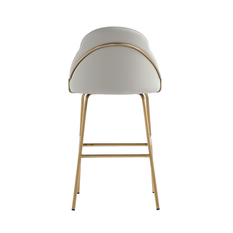 Gracie Stone and Gold Leatherette Barstool with Steel Legs