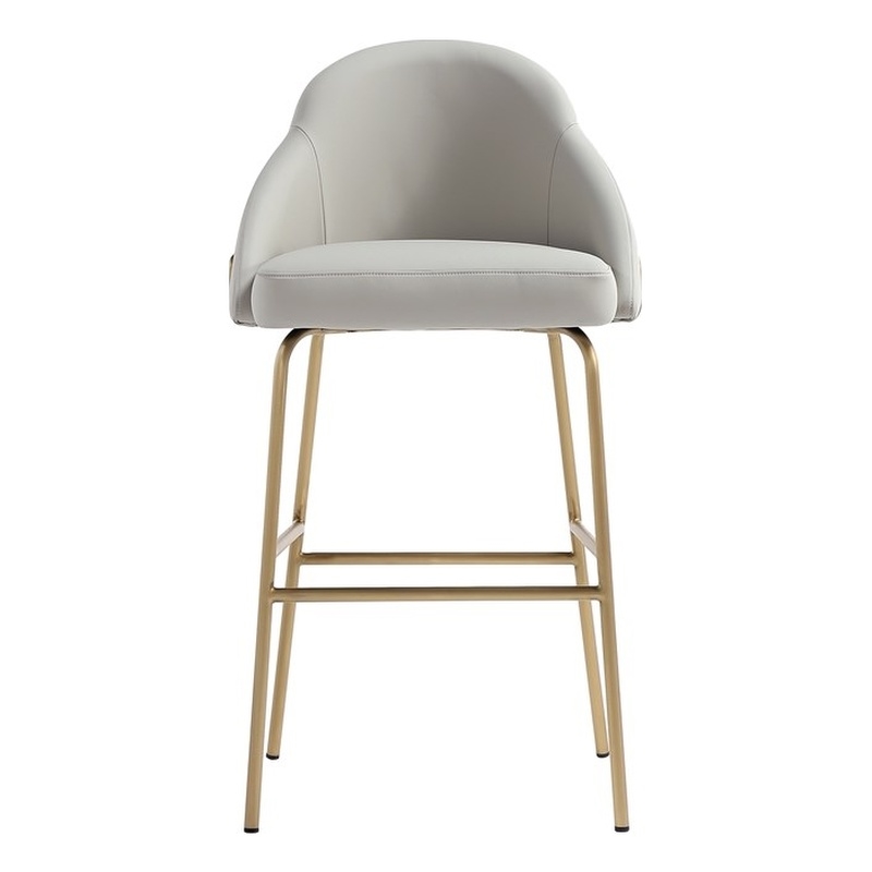Gracie Stone and Gold Leatherette Barstool with Steel Legs