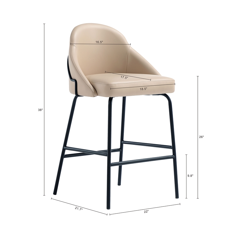 Gracie Tan and Black Leatherette Counter Stool  with Steel Legs