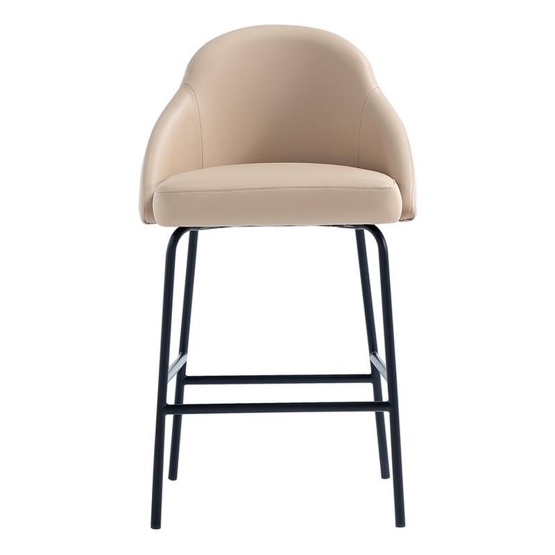 Gracie Tan and Black Leatherette Counter Stool  with Steel Legs