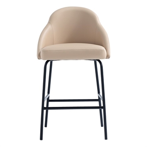 Gracie Tan and Black Leatherette Counter Stool  with Steel Legs
