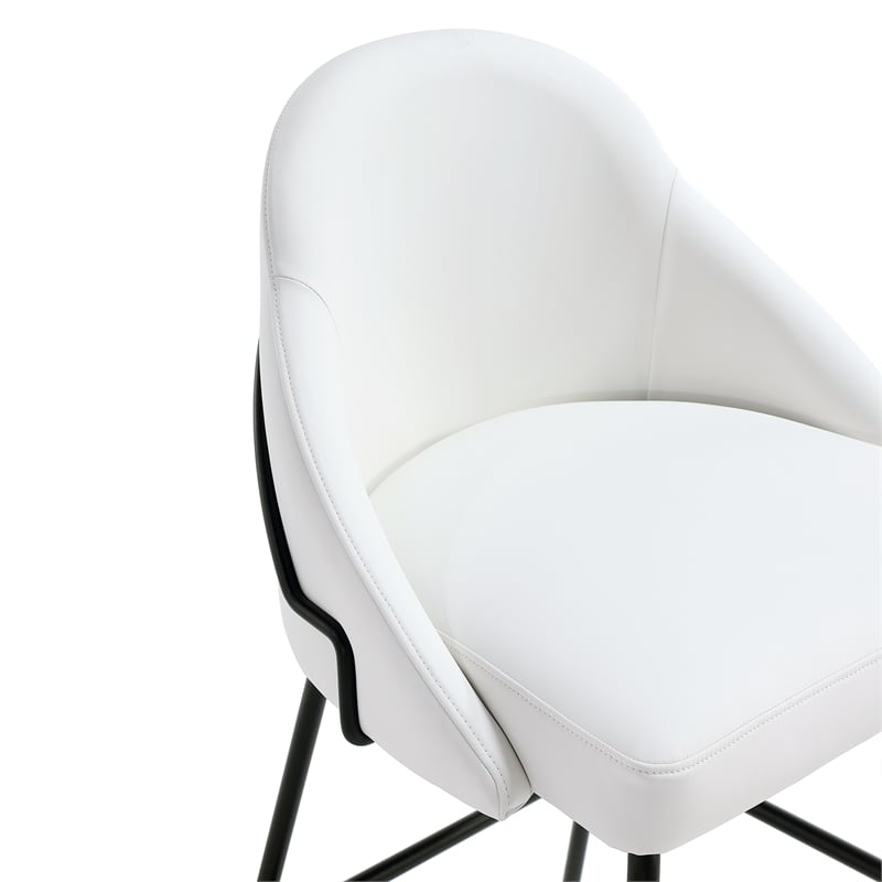 Gracie White and Black Leatherette Counter Stool  with Steel Legs