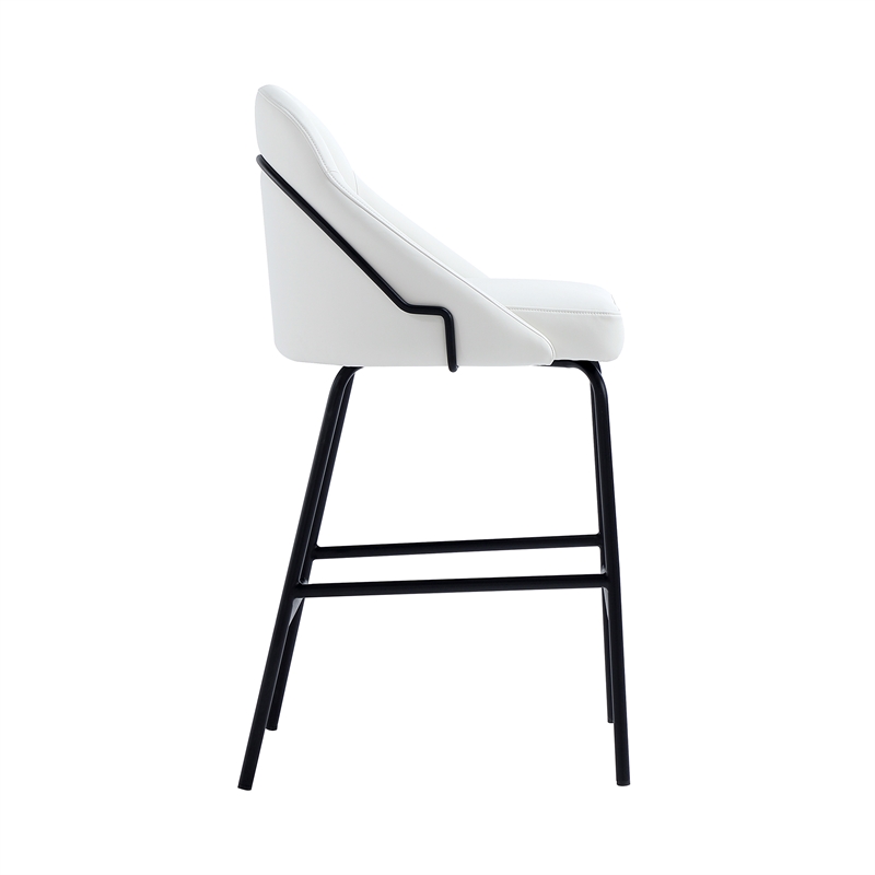 Gracie White and Black Leatherette Counter Stool  with Steel Legs