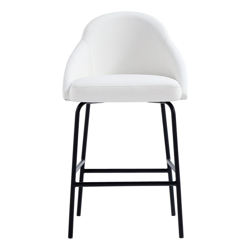 Gracie White and Black Leatherette Counter Stool  with Steel Legs