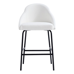 Gracie White and Black Leatherette Counter Stool  with Steel Legs