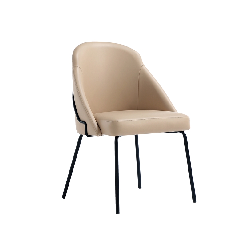 Gracie Tan and Black Leatherette Dining Chair with Steel Legs