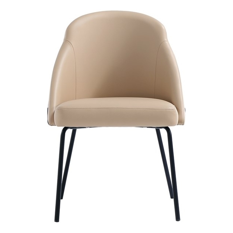 Gracie Tan and Black Leatherette Dining Chair with Steel Legs