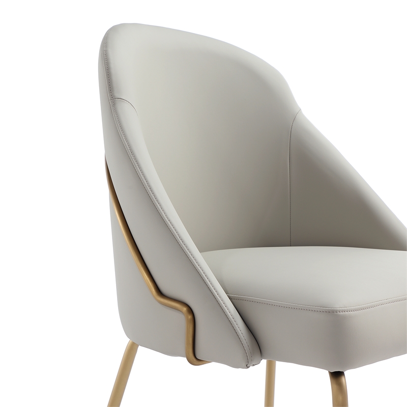 Gracie Stone and Gold Leatherette Dining Chair with Steel Legs