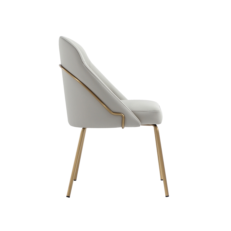 Gracie Stone and Gold Leatherette Dining Chair with Steel Legs