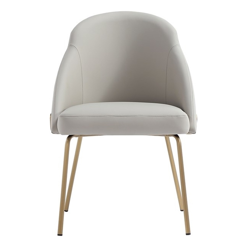 Gracie Stone and Gold Leatherette Dining Chair with Steel Legs