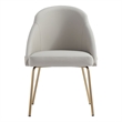 Gracie Stone and Gold Leatherette Dining Chair with Steel Legs