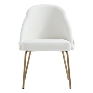 Gracie White and Gold Leatherette Dining Chair with Steel Legs