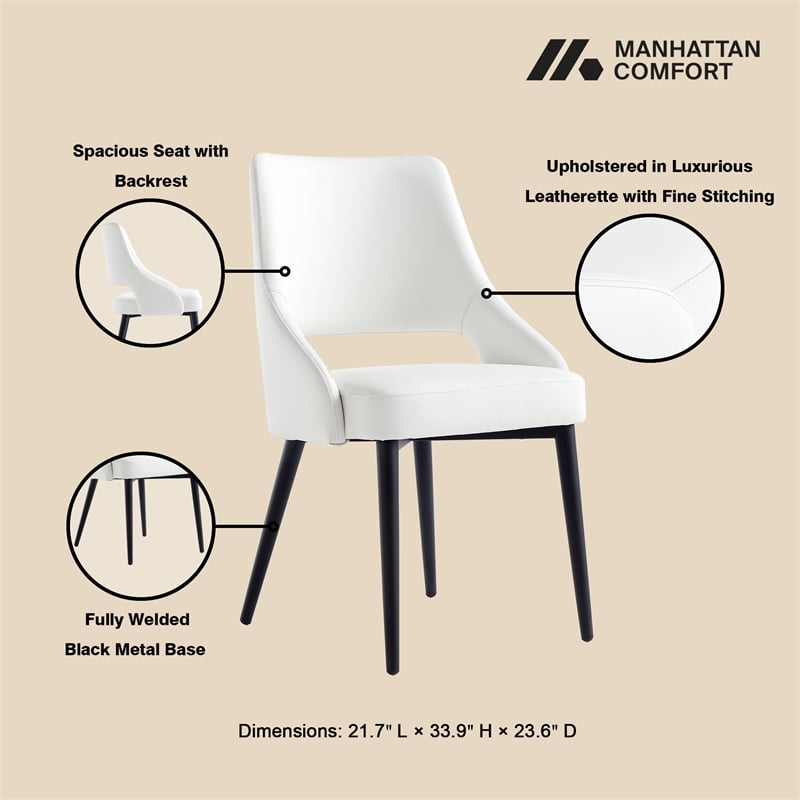 Tremont White Leatherette Dining Chair with Metal Legs