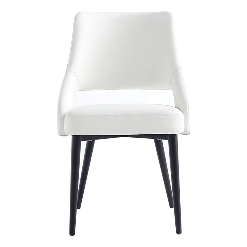 Tremont White Leatherette Dining Chair with Metal Legs