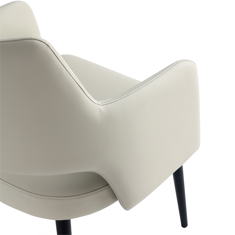 Tremont Stone Leatherette Dining Arm Chair with Metal Legs