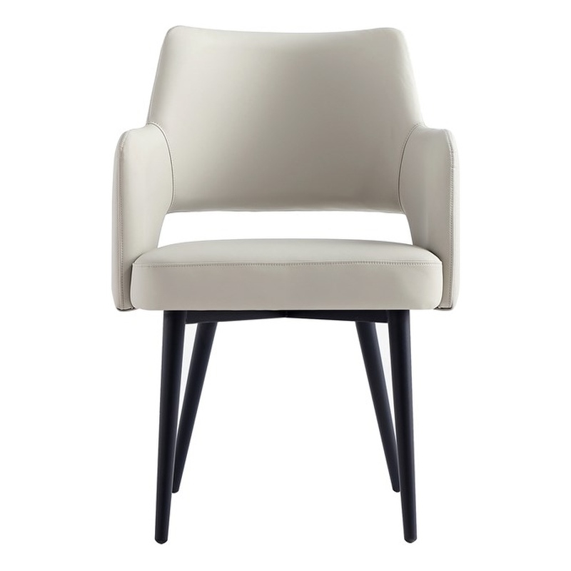 Tremont Stone Leatherette Dining Arm Chair with Metal Legs