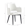Tremont White Leatherette Dining Arm Chair with Metal Legs