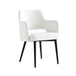 Tremont White Leatherette Dining Arm Chair with Metal Legs