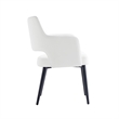 Tremont White Leatherette Dining Arm Chair with Metal Legs