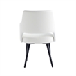 Tremont White Leatherette Dining Arm Chair with Metal Legs