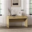 Grace Modern 54 Home Office Desk with 2 Drawers in Natural Oak and Gold