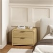 Grace Modern Nightstand with 2 Drawers in Natural Oak and Gold