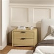 Grace Modern Nightstand with 2 Drawers in Natural Oak and Black