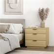 Payton Modern Nightstand with 3 Drawers in Natural Oak and Gold