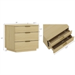 Payton Modern Nightstand with 3 Drawers in Natural Oak and Gold
