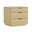 Payton Modern Nightstand with 3 Drawers in Natural Oak and Gold